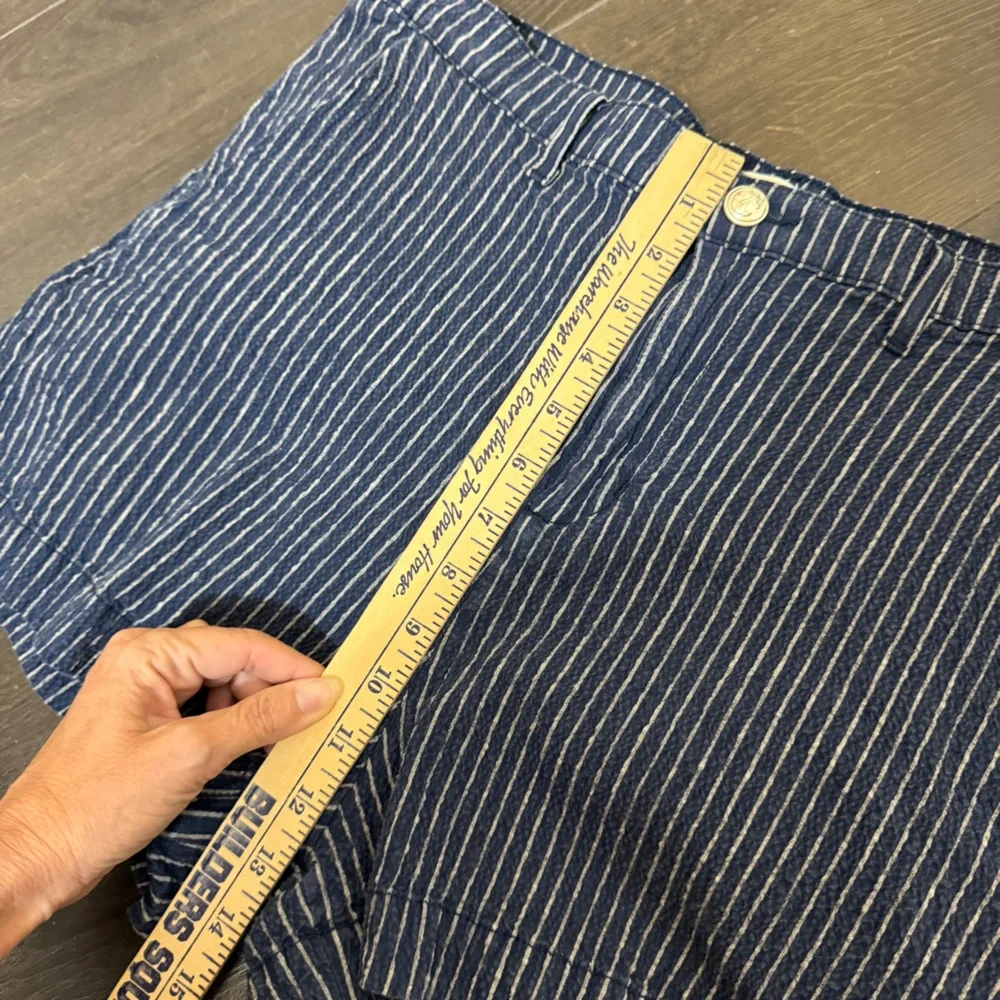L’Agence Jameson‎ Striped High Rise Shorts 32 Navy Natural Stripe Linen Blend - Picture 8 of 9